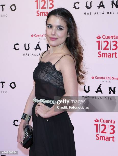 Adriana Ugarte attends the 'Cuanto.Mas Alla del DInero' premiere at Callao cinema on April 20, 2017 in Madrid, Spain.