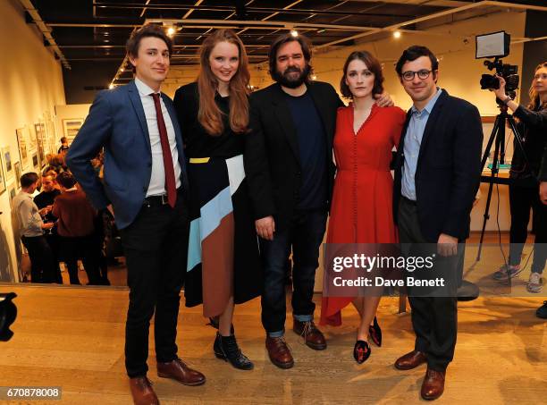 Tom Rosenthal, Lily Cole, Matt Berry, Charlotte Ritchie and Simon Bird attend the press night after party for "The Philanthropist" at the Mall...