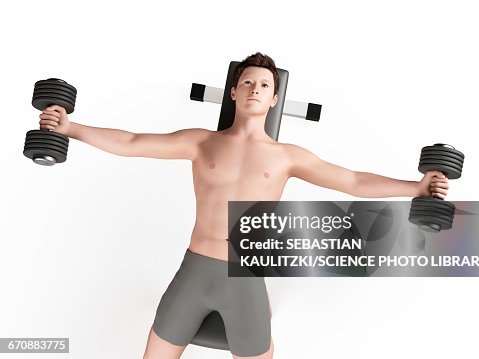 Man using hand weights Man using hand weights