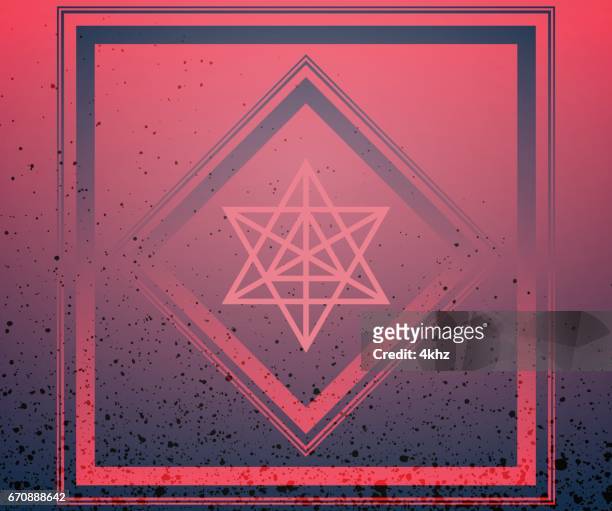 dark red sacred geometry frame textured abstract background - sacred geometry stock illustrations