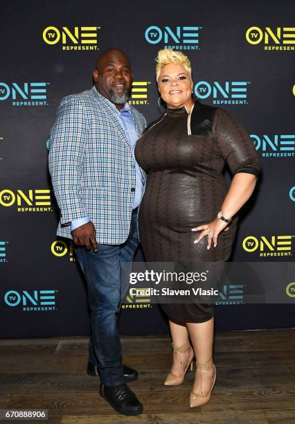 Meet The Browns" stars/gospel singers David and Tamela Mann attend TV One Upfront press junket of upcoming 4Q17 and 2018 programming slate at Current...