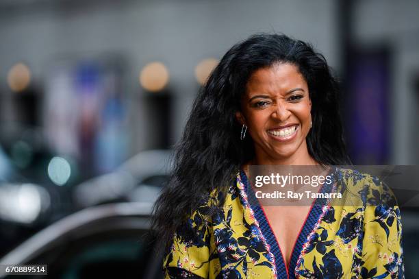 Actress Renee Elise Goldsberry enters the "The Late Show With Stephen Colbert" taping at the Ed Sullivan Theater on April 20, 2017 in New York City.