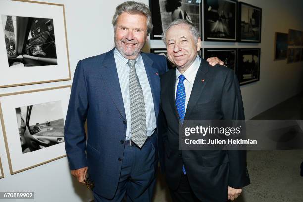 Fondation Cartier President Alain Dominique Perrin and Jean Todt attend 'Auto Photo' Exhibition Preview at Fondation Cartier on April 18, 2017 in...