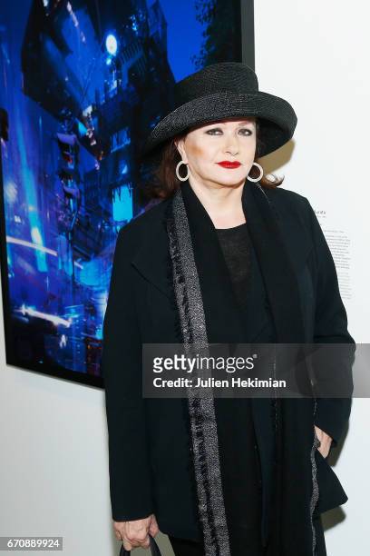 French actress Catherine Jacob attends 'Auto Photo' Exhibition Preview at Fondation Cartier on April 18, 2017 in Paris, France.