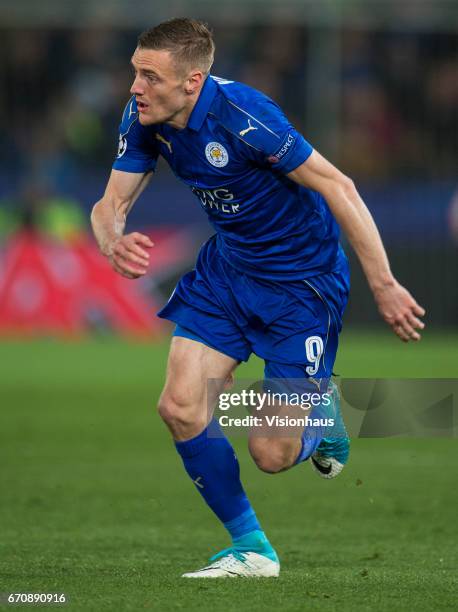 Jamie Vardy of Leicester City during the UEFA Champions League Quarter Final Second Leg match between Leicester City FC and Club Atletico de Madrid...