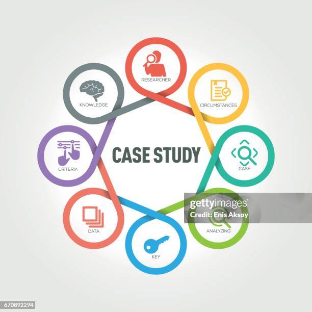 illustrazioni stock, clip art, cartoni animati e icone di tendenza di infografica case study con 8 passaggi, parti, opzioni - case study