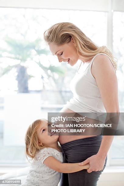 girl with pregnant mother - mother of ian stock pictures, royalty-free photos & images