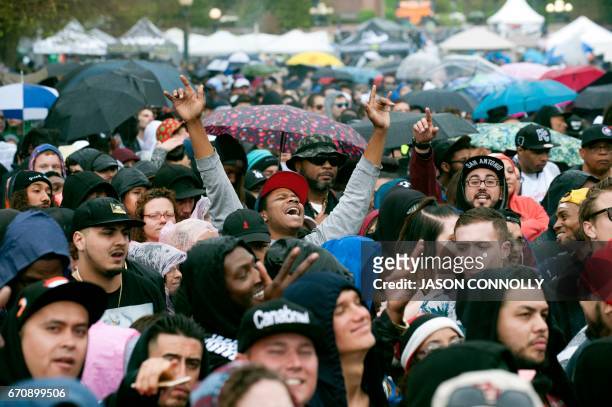Thousands of people attend the Denver 420 Rally at Civic Center Park in Denver, Colorado on April 20, 2017. The rally, held annually, is a...