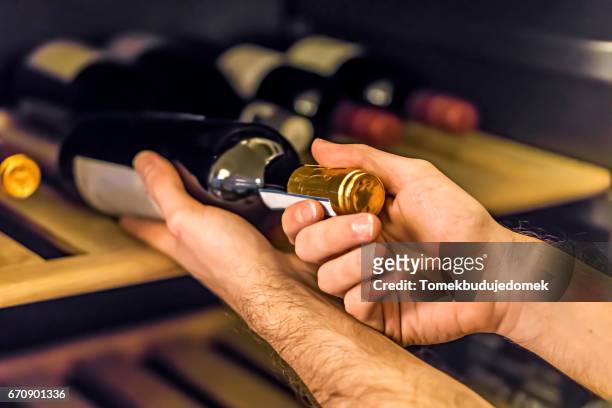 wine cabinet - cellier photos et images de collection