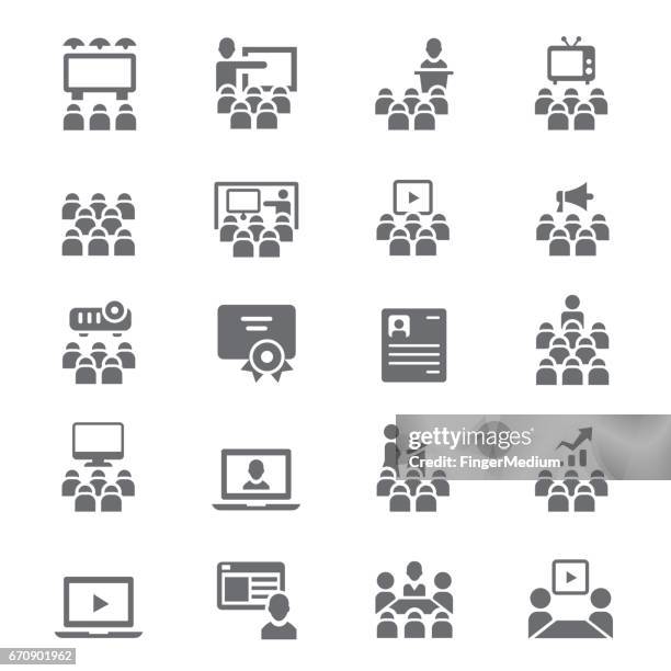 training icon set - ceo talking stock illustrations