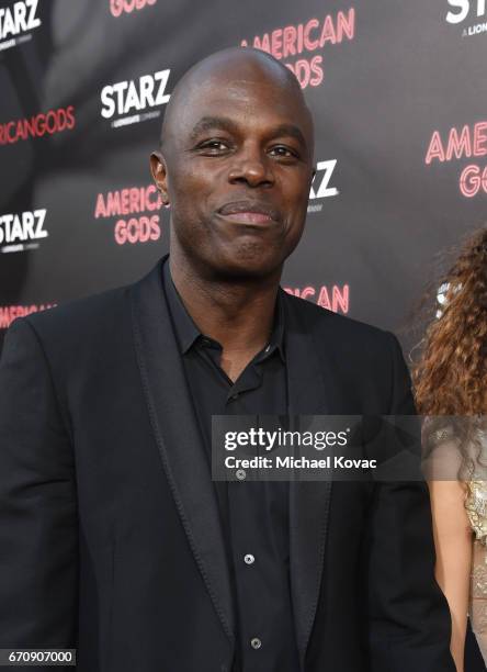 Actor Chris Obi attends the "American Gods" premiere at ArcLight Hollywood on April 20, 2017 in Los Angeles, California.