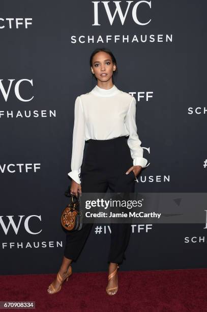 Cora Emmanuel attends the exclusive gala event 'For the Love of Cinema' during the Tribeca Film Festival hosted by luxury watch manufacturer IWC...