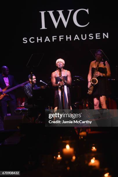 Singer Cynthia Erivo performs during the exclusive gala event 'For the Love of Cinema' during the Tribeca Film Festival hosted by luxury watch...