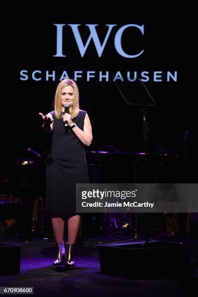 Comedian Samantha Bee speaks onstage during the exclusive gala event 'For the Love of Cinema' during the Tribeca Film Festival hosted by luxury watch...