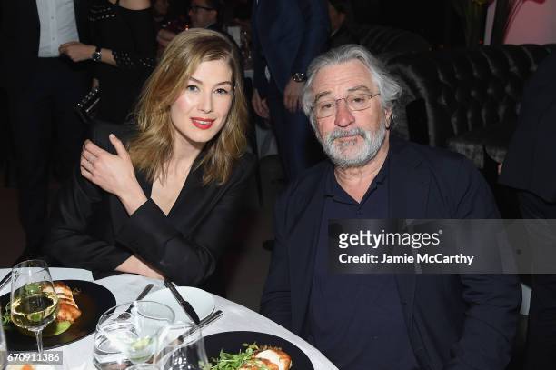 Actress Rosamund Pike and Oscar Award Winning Actor Robert De Niro attend the exclusive gala event 'For the Love of Cinema' during the Tribeca Film...