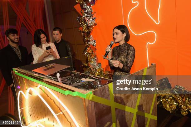 Lucy Hale speaks at the ASPCA After Dark cocktail party hosted by Lucy Hale at The Plaza Hotel on April 20, 2017 in New York City.