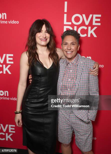 Actor Kathryn Hahn and executive producer Jill Soloway attend the red carpet premiere of Amazon's forthcoming series "I Love Dick" at The Linwood...
