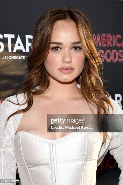 Actor Rose Williams attends the "American Gods" premiere at ArcLight Hollywood on April 20, 2017 in Los Angeles, California.