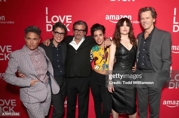 Executive producers Jill Soloway, Sarah Gubbins, actors Griffin Dunne, Roberta Colindrez, Kathryn Hahn and Kevin Bacon attend the red carpet premiere...