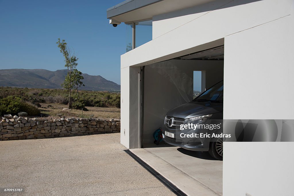 Exterior of modern car garage