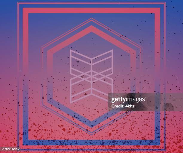 red blue sacred geometry frame textured abstract background - alchemy background stock illustrations