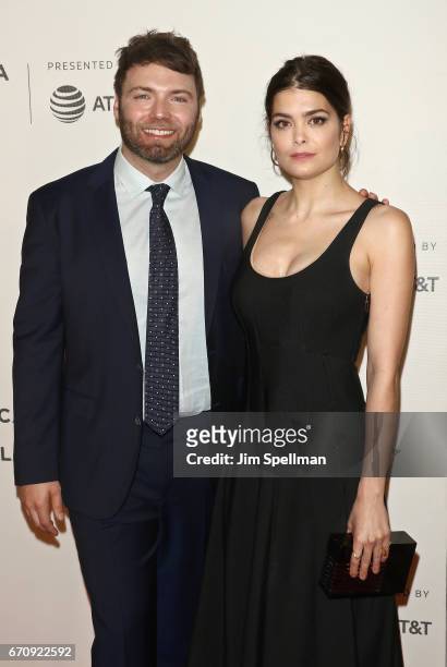 Actors Seth Gabel and Samantha Colley attend the 2017 Tribeca Film Festival - "Genius" screening at BMCC Tribeca PAC on April 20, 2017 in New York...