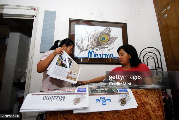 Inside view of Mizzima, an independent Burmese news agency run by a few Burmese exiles from a small flat in Vikaspuri.