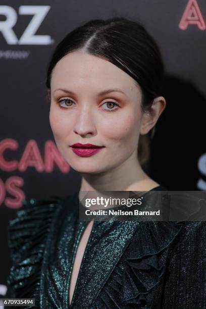 Actress Emily Browning attends the premiere of Starz's "American Gods" at the ArcLight Cinemas Cinerama Dome on April 20, 2017 in Hollywood,...