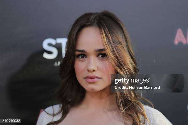 Actress Rose Williams attends the premiere of Starz's "American Gods" at the ArcLight Cinemas Cinerama Dome on April 20, 2017 in Hollywood,...