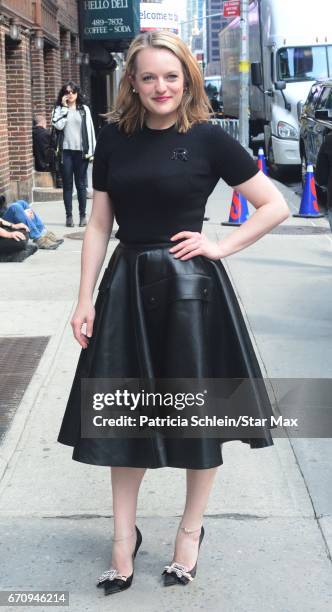 Actress Elisabeth Moss is seen on April 20, 2017 in New York City.