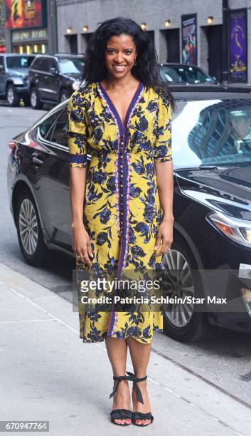 Actress Renee Elise Goldsberry is seen on April 20, 2017 in New York City.