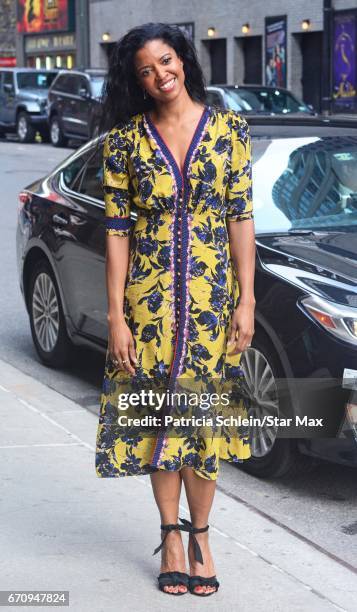 Actress Renee Elise Goldsberry is seen on April 20, 2017 in New York City.