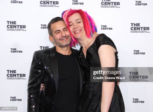 Marc Jacobs and Lana Wachowski arrive for The Center Dinner 2017 to honor Hillary Rodham Clinton and Marc Jacobs at Cipriani Wall Street on April 20,...