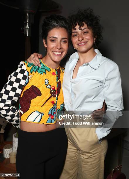 Actors Roberta Colindrez and Alia Shawkat attend the red carpet premiere of Amazon's forthcoming series "I Love Dick" at The Linwood Dunn Theater...