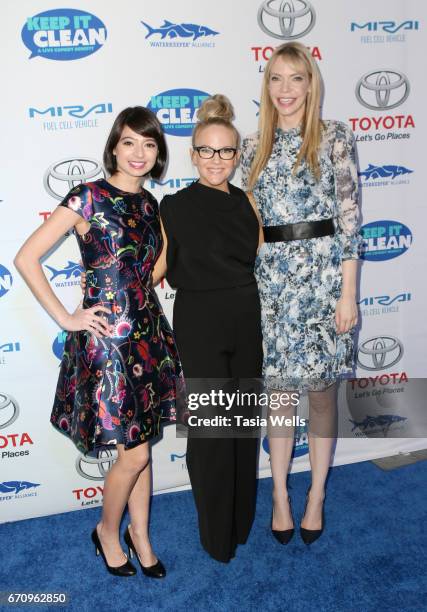 Actors Kate Micucci, Rachael Harris and Riki Lindhome attend Keep it Clean Live Comedy Benefit for Waterkeeper Alliance at Avalon Hollywood on April...