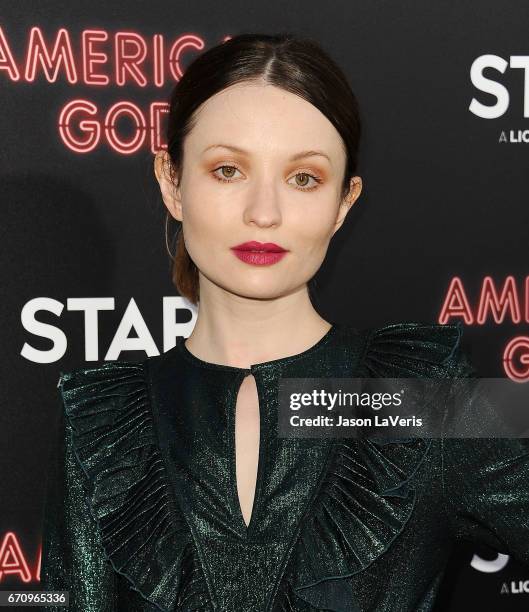 Actress Emily Browning attends the premiere of "American Gods" at ArcLight Cinemas Cinerama Dome on April 20, 2017 in Hollywood, California.