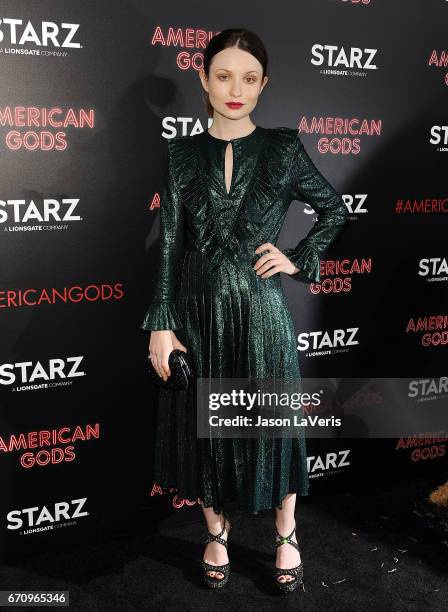 Actress Emily Browning attends the premiere of "American Gods" at ArcLight Cinemas Cinerama Dome on April 20, 2017 in Hollywood, California.