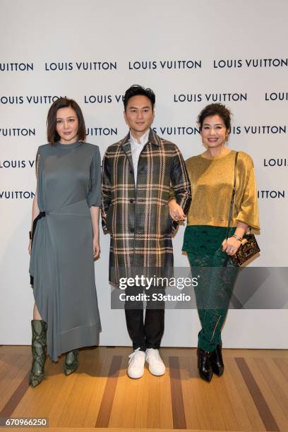 Rosamund Kwan , Chilam Cheung and Cherie Chung attend the opening ceremony of Louis Vuitton flagship store on April 20, 2017 in Hong Kong, Hong Kong.