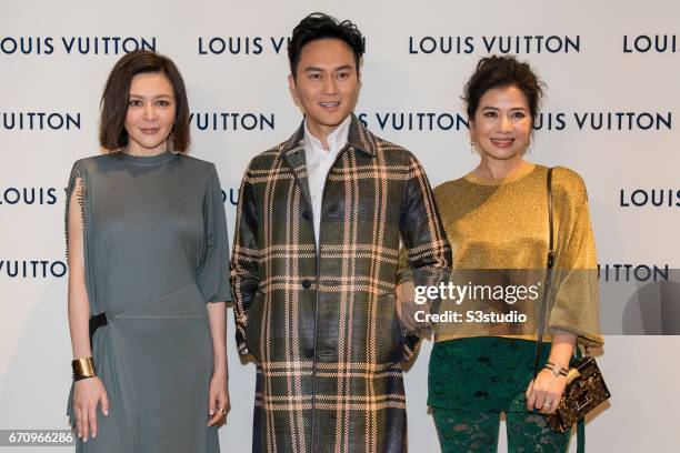 Rosamund Kwan , Chilam Cheung and Cherie Chung attend the opening ceremony of Louis Vuitton flagship store on April 20, 2017 in Hong Kong, Hong Kong.