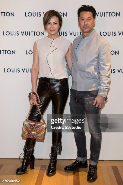 Michael Wong and Janet Ma attend the opening ceremony of Louis Vuitton flagship store on April 20, 2017 in Hong Kong, Hong Kong.