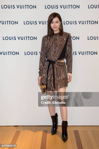 Actress and model Janice Man attends the opening ceremony of Louis Vuitton flagship store on April 20, 2017 in Hong Kong, Hong Kong.