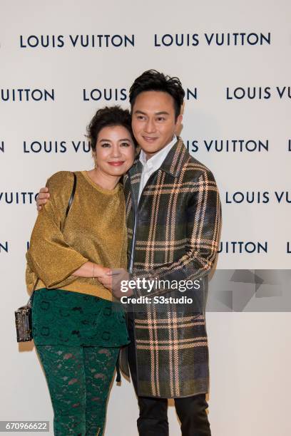 Cherie Chung and Chilam Cheung attend the opening ceremony of Louis Vuitton flagship store on April 20, 2017 in Hong Kong, Hong Kong.