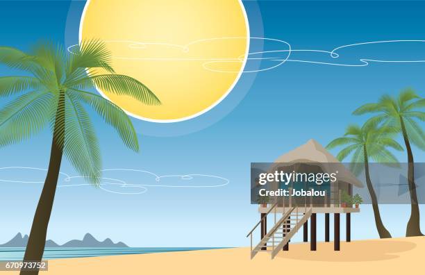 tropical travel accomodation - heaven stairs stock illustrations