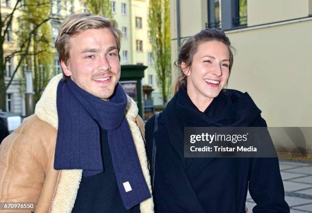 Albrecht Abraham Schuch and Natalia Belitski attend the family and friends screening of the film 'Einsamkeit und Sex und Mitleid' on April 20, 2017...