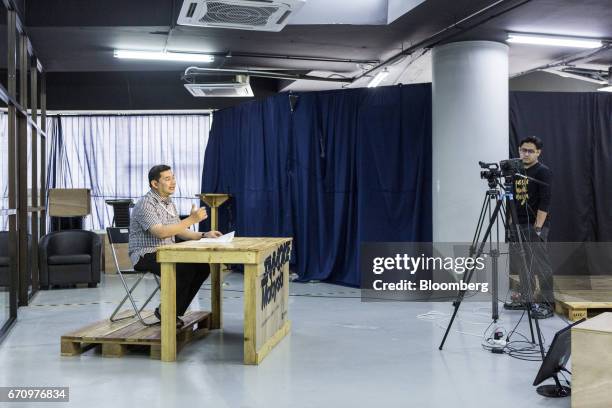 Rafizi Ramli, vice president of the People's Justice Party , speaks during a Facebook Inc. Live video stream at Invoke's office in Kuala Lumpur,...