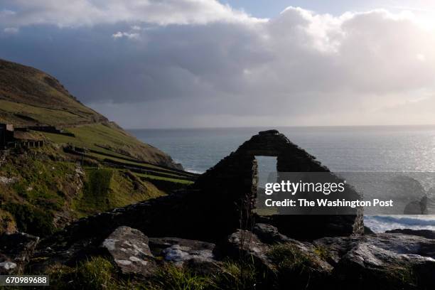 View along Slea Head Drive, a circular route which is part of the Wild Atlantic Way, beginning and ending in Dingle.