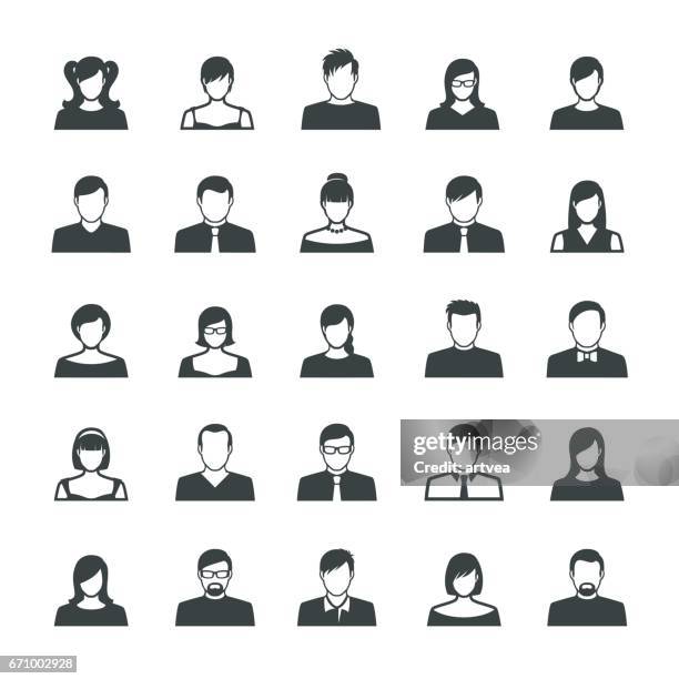 set of avatar flat icons - beard stock illustrations stock illustrations