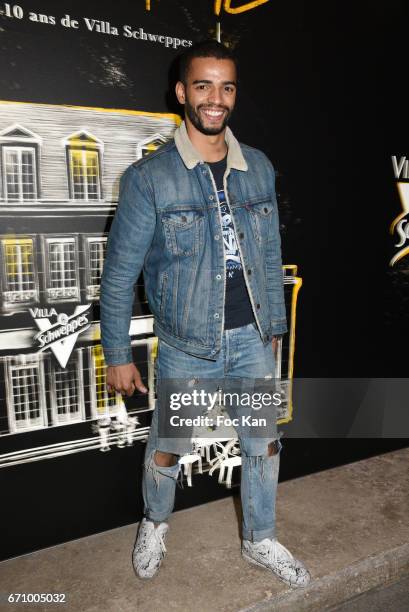 Brahim Zaibat attends 'Tonic Follies' Villa Schweppes Before Cannes Festival Party at Foundation Mona Bismarck on April 20, 2017 in Paris, France.