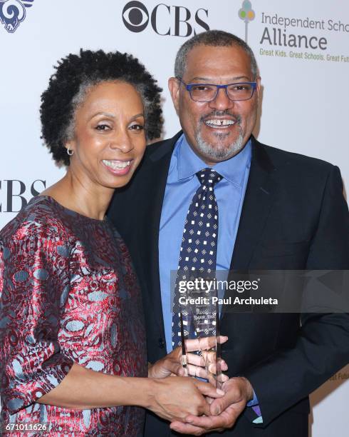 Entertainment Attorney Nina L. Shaw and Actor Laurence Fishburne attend the Independent School Alliance Impact Awards at the Beverly Wilshire Four...