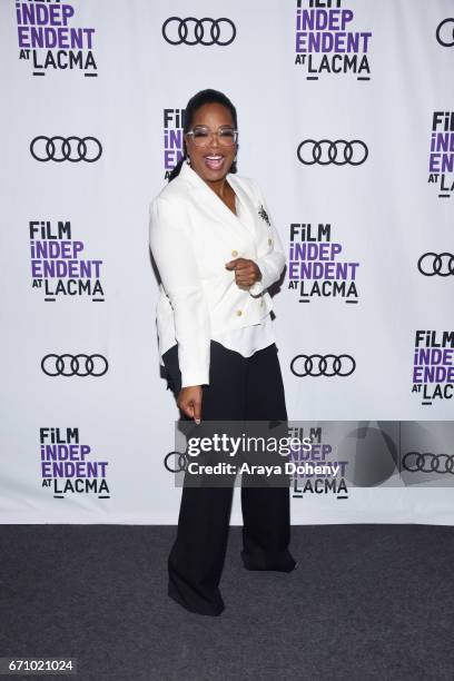 Oprah Winfrey attends the Film Independent at LACMA Special Screening and Q&A of "The Life Of Henrietta Lacks" at Bing Theatre At LACMA on April 20,...